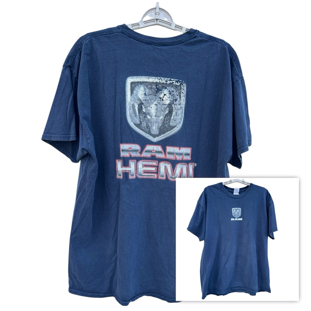 Vintage Dodge RAM HEMI Men's XL T Shirt Y2K Navy
